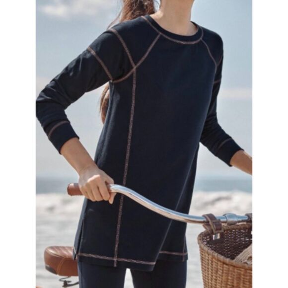 J. Jill Tops - J. Jill fit french terry lined tunic sweatshirt with contrast stitching
